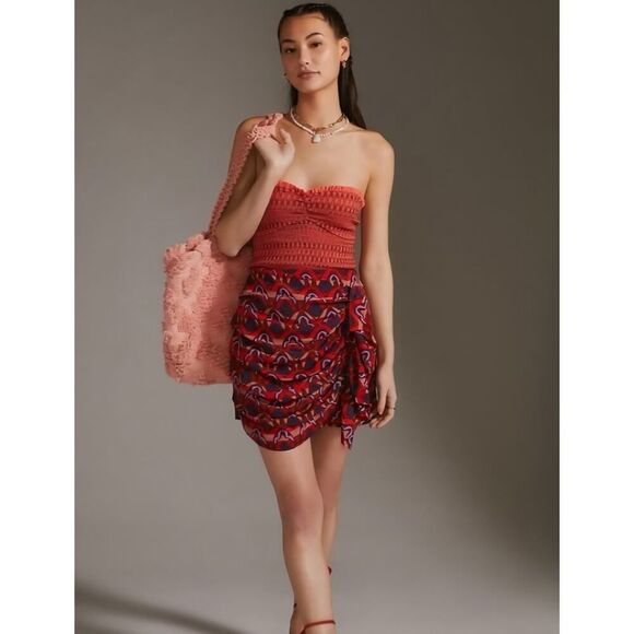 dolan Dresses & Skirts - Anthropologie DOLAN Left Coast Collection Draped Red Motif Mini Skirt Size XS